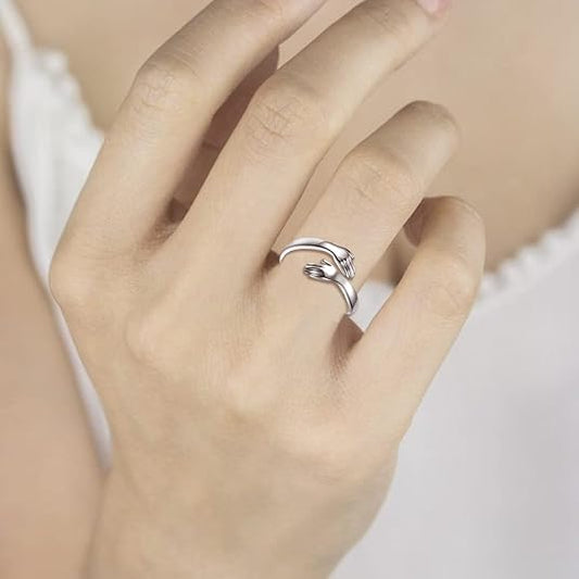 Your Awesome Life Sterling Silver Hug Ring – Adjustable Jewelry Gift