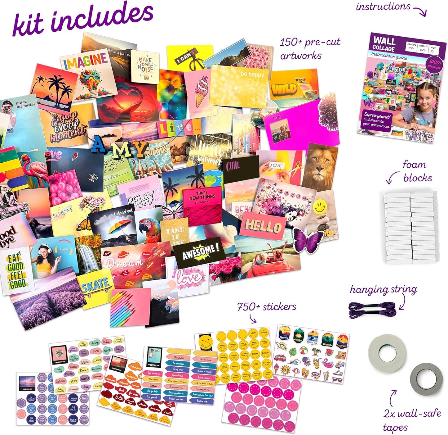 Your Awesome Life DIY Wall Collage Kit – 1000+ Piece Teen Girl Room Decor