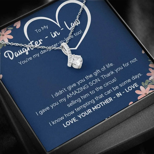 Daughter-in-Law Gift Necklace – Honor Pendant with Message Card & Box