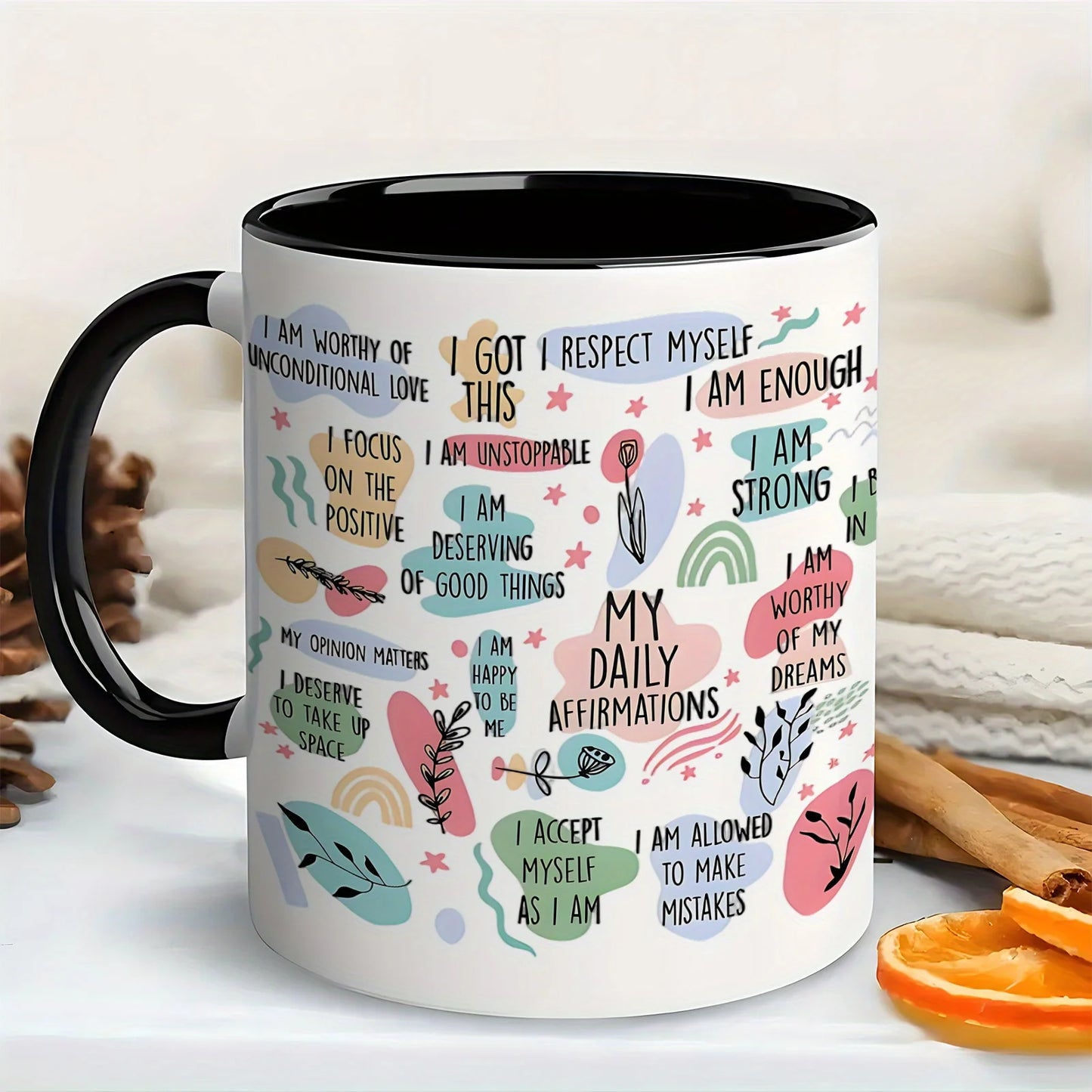 11oz Inspirational Quotes Ceramic Coffee Mug with Positive Sayings
