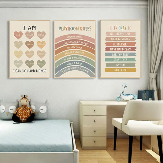 Rainbow Quotes Poster - Inspirational Canvas Wall Art for Kids & Home