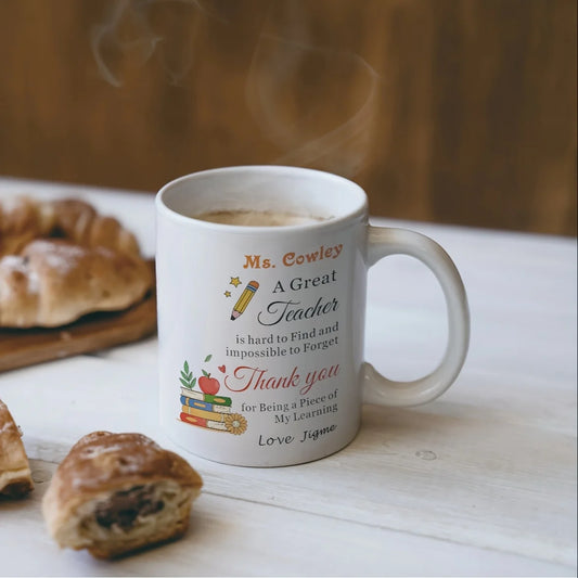 11oz Teacher Appreciation Ceramic Coffee Mug with School Design