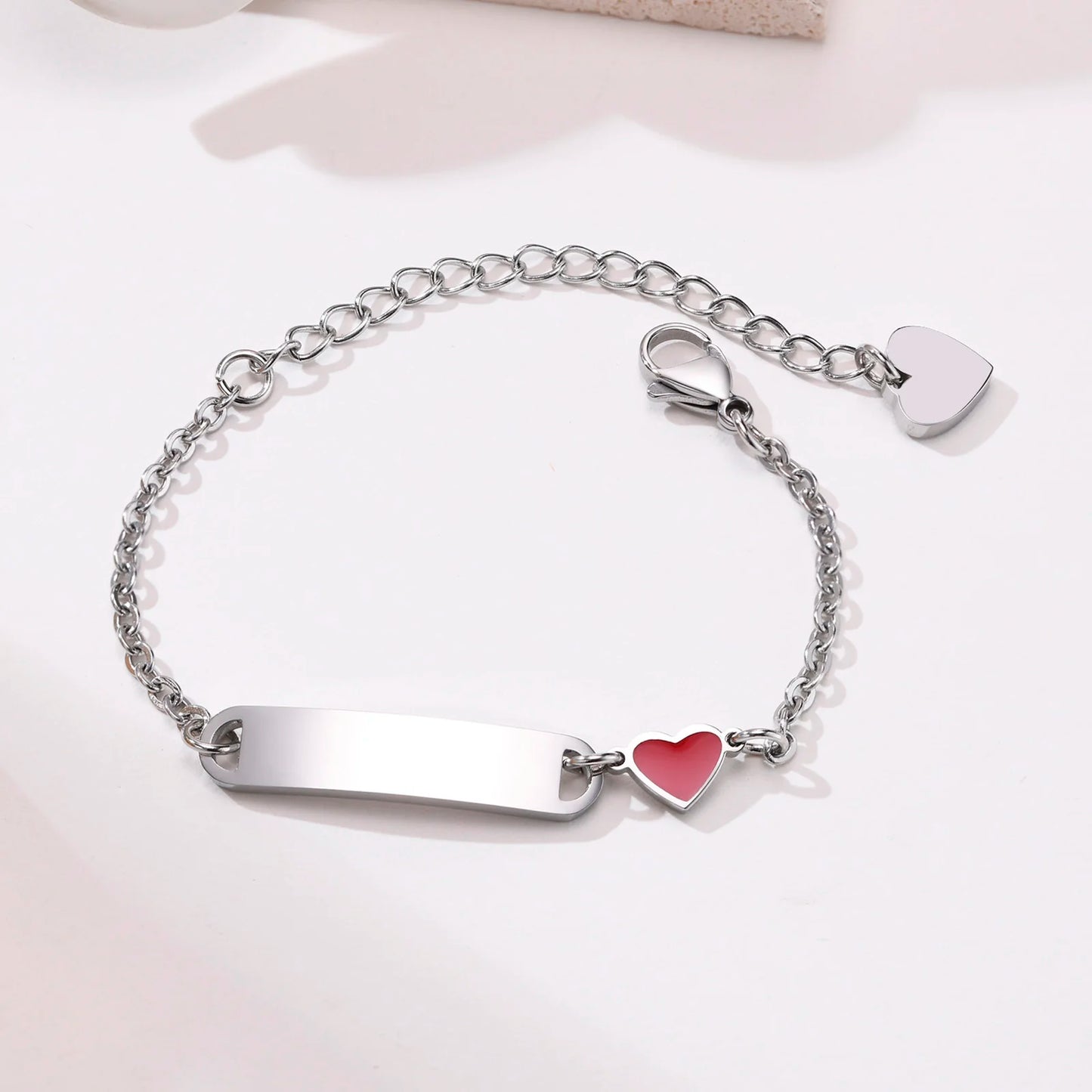 Personalized Baby ID Bracelet – Custom Stainless Steel Heart Chain