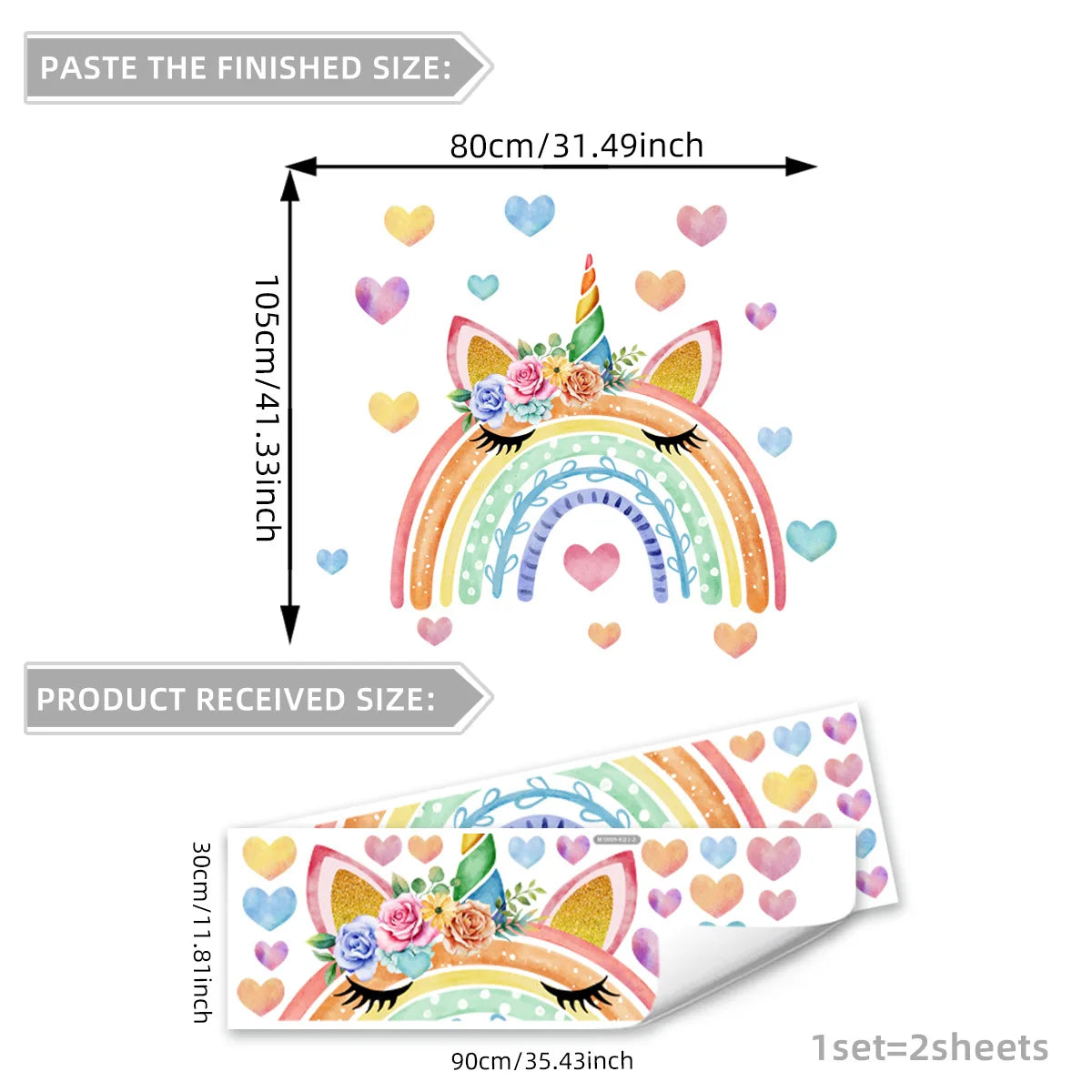 Rainbow Unicorn Wall Sticker - Removable Kids Room Decor Poster