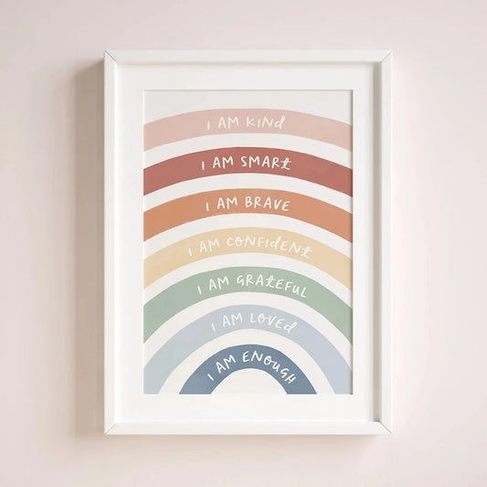 Rainbow Affirmation Poster - Inspirational Canvas Wall Art for Kids