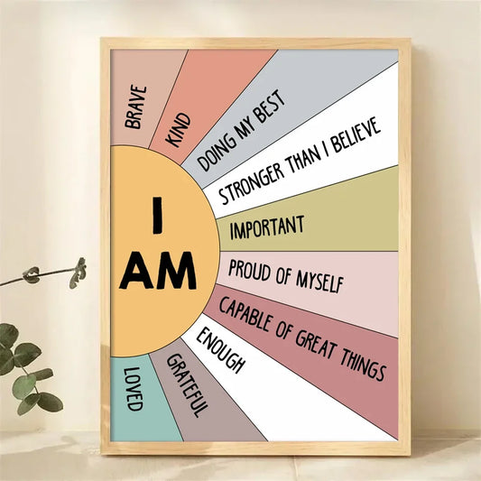 Sun Affirmation Poster - Boho Canvas Wall Art for Kids & Home