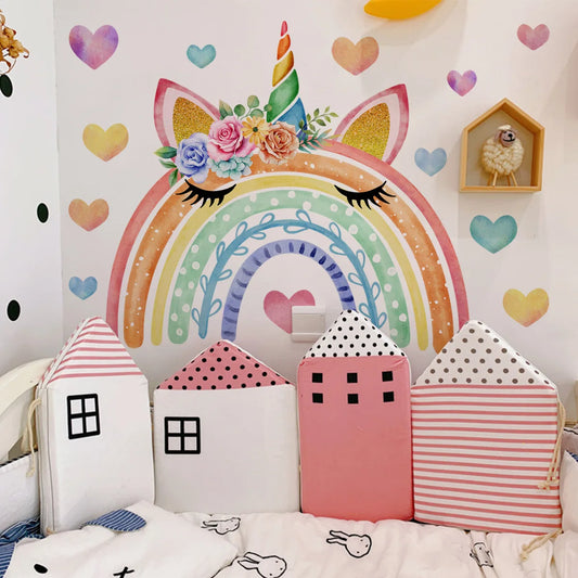 Rainbow Unicorn Wall Sticker - Removable Kids Room Decor Poster