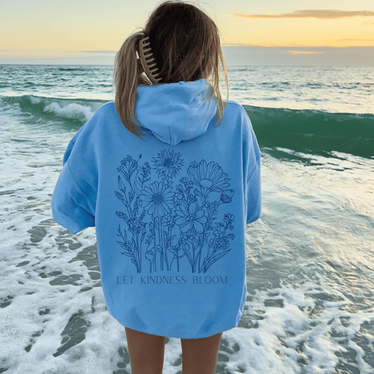 Kind Wildflower Hoodie Women Oversized Floral Positivity Sweatshirt