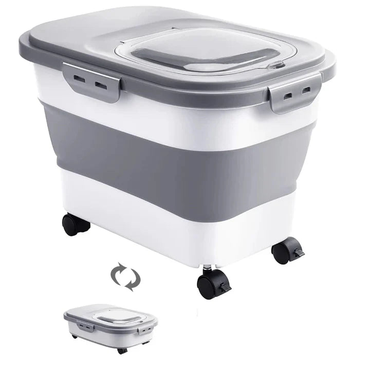 Large Foldable Food Storage Container with Wheels & Lid