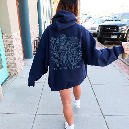 Kind Wildflower Hoodie Women Oversized Floral Positivity Sweatshirt