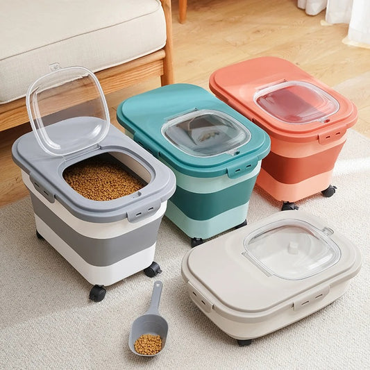 Large Foldable Food Storage Container with Wheels & Lid