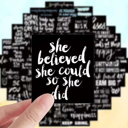 61PCS Black & White Motivational Vinyl Stickers for Laptops & More