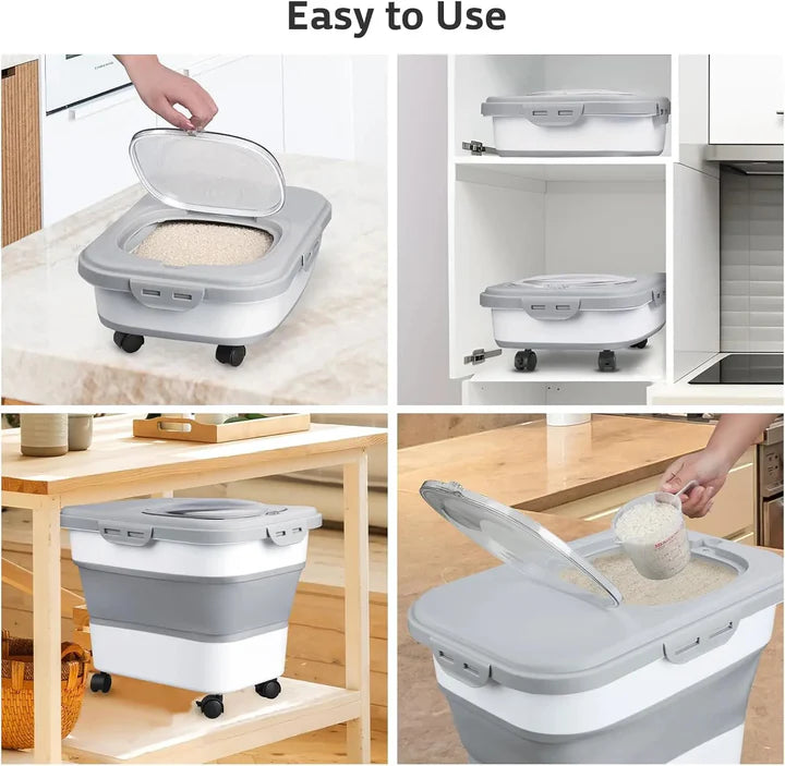 Large Foldable Food Storage Container with Wheels & Lid