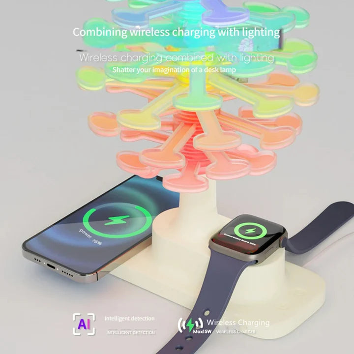 Spiral Tree LED Table Lamp with Wireless Charging Pad