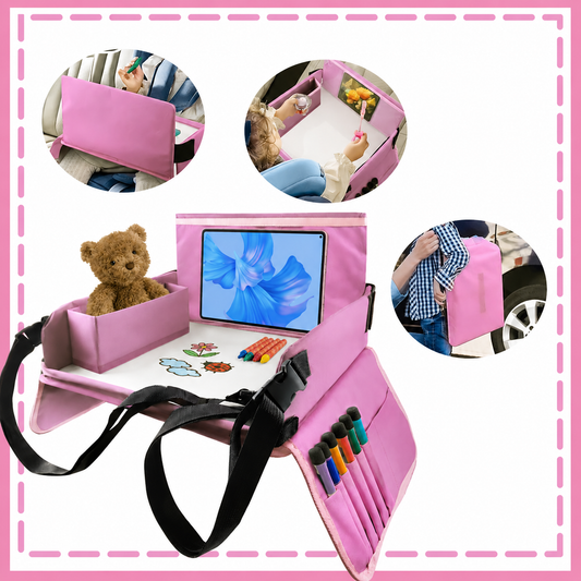 Kids Travel Car Seat Tray for Snacks, Drawing & Activity Organizer