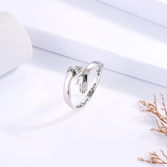 Your Awesome Life Sterling Silver Hug Ring – Adjustable Jewelry Gift