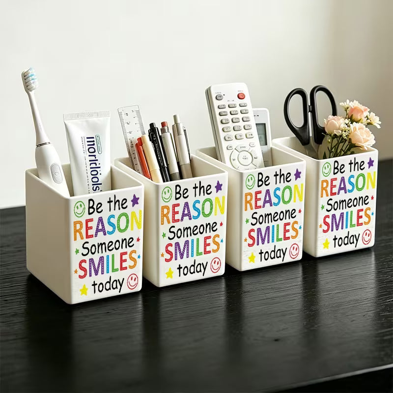 "Be the Reason Someone Smiles Today" Rainbow Desktop Organizer