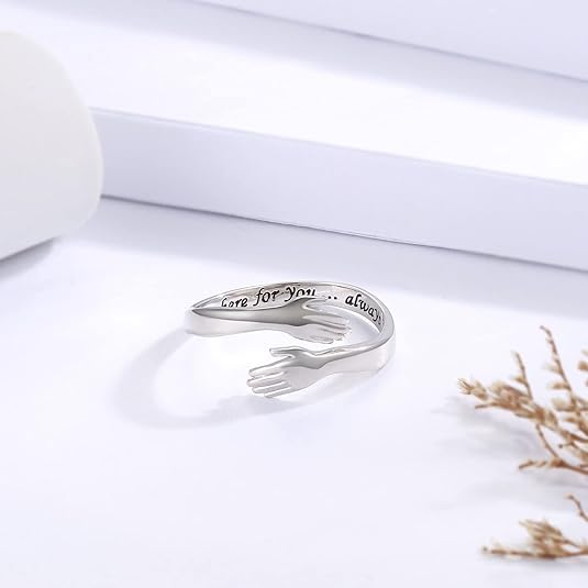 Your Awesome Life Sterling Silver Hug Ring – Adjustable Jewelry Gift