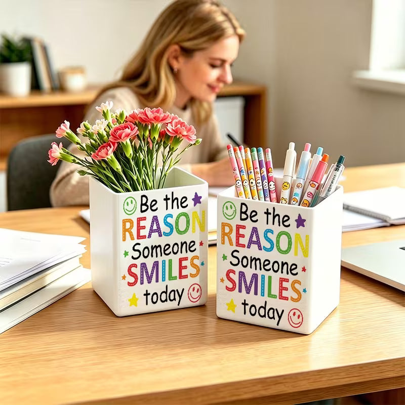 "Be the Reason Someone Smiles Today" Rainbow Desktop Organizer