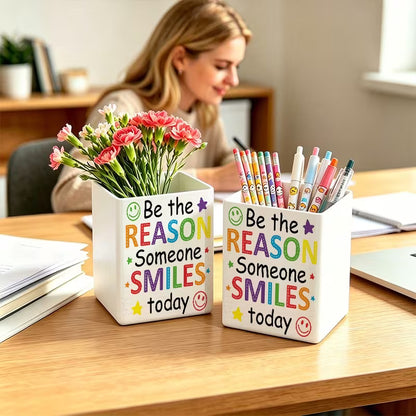 "Be the Reason Someone Smiles Today" Rainbow Desktop Organizer