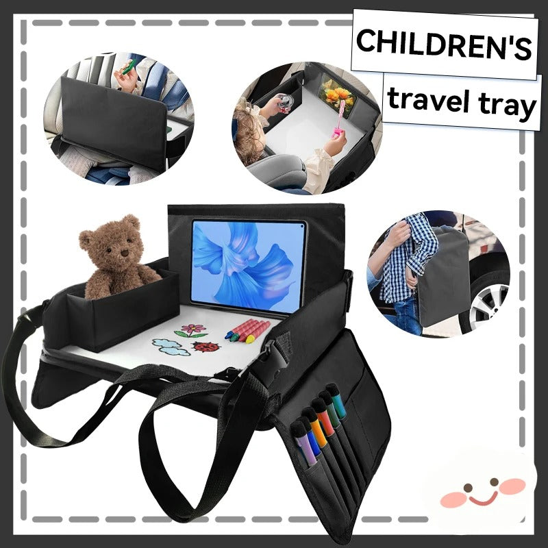 Kids Travel Car Seat Tray for Snacks, Drawing & Activity Organizer