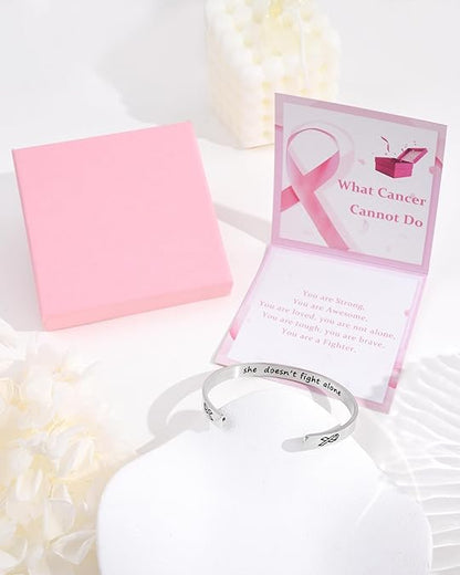 Inspirational Breast Cancer Awareness Bracelet – She Doesn’t Fight Alone