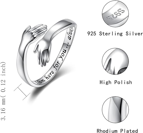Your Awesome Life Sterling Silver Hug Ring – Adjustable Jewelry Gift