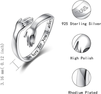 Your Awesome Life Sterling Silver Hug Ring – Adjustable Jewelry Gift
