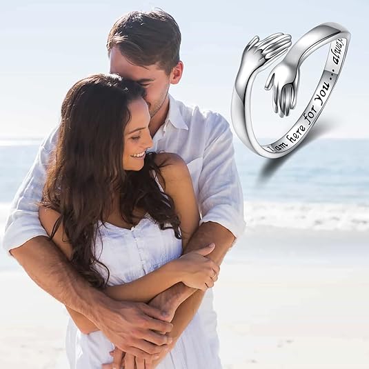 Your Awesome Life Sterling Silver Hug Ring – Adjustable Jewelry Gift