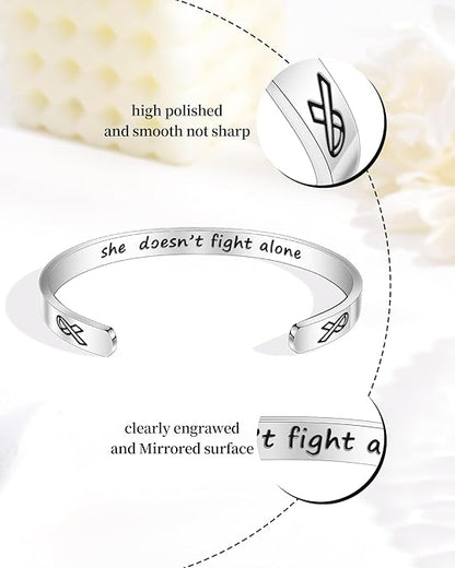 Inspirational Breast Cancer Awareness Bracelet – She Doesn’t Fight Alone