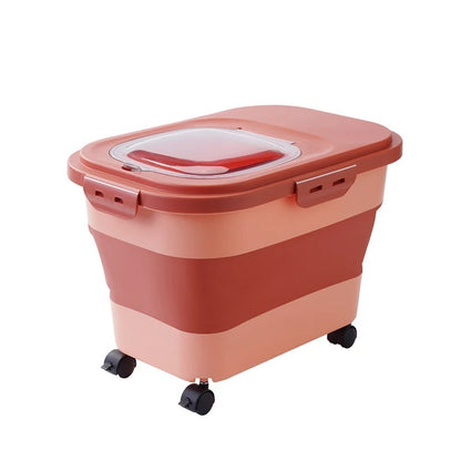 Large Foldable Food Storage Container with Wheels & Lid