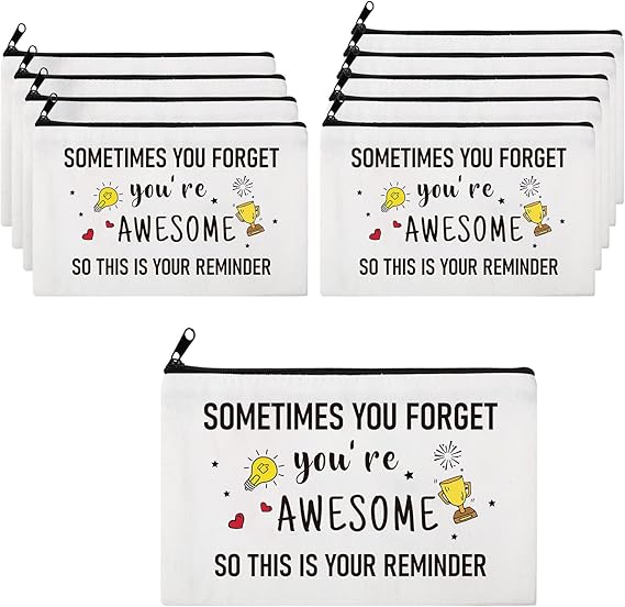 Saintrygo 10 Pcs Inspirational Canvas Makeup Bag Gift Set