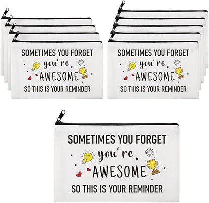 Saintrygo 10 Pcs Inspirational Canvas Makeup Bag Gift Set