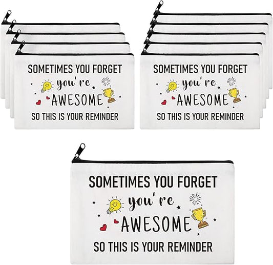 Saintrygo 10 Pcs Inspirational Canvas Makeup Bag Gift Set