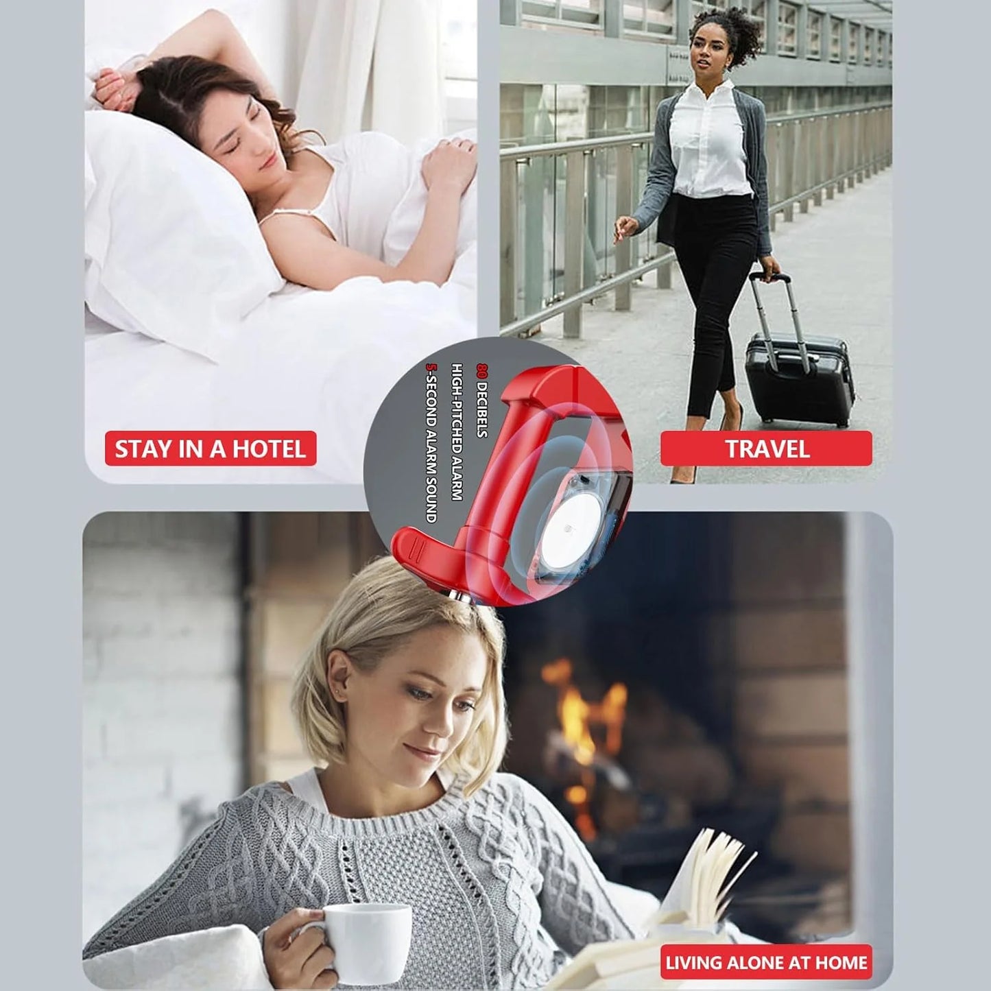 Portable Door Stop Alarm Security Device