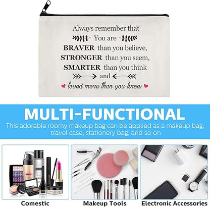 Saintrygo 10 Pcs Inspirational Canvas Makeup Bag Gift Set