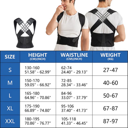 Adjustable Posture Support Brace for Shoulder & Back Alignment