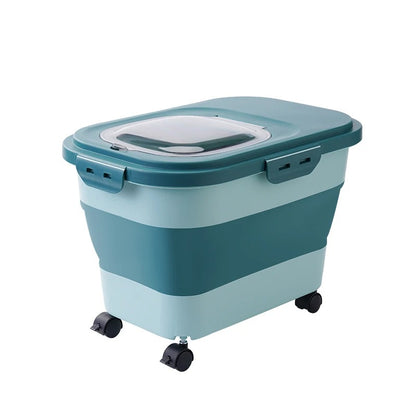 Large Foldable Food Storage Container with Wheels & Lid