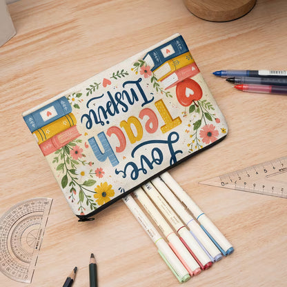 Large Linen Pencil Case & Makeup Bag | Foldable Zipper Organizer