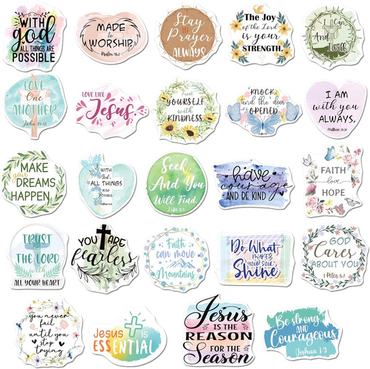 24 Pcs Christian Locker & Fridge Magnets with Bible Verses