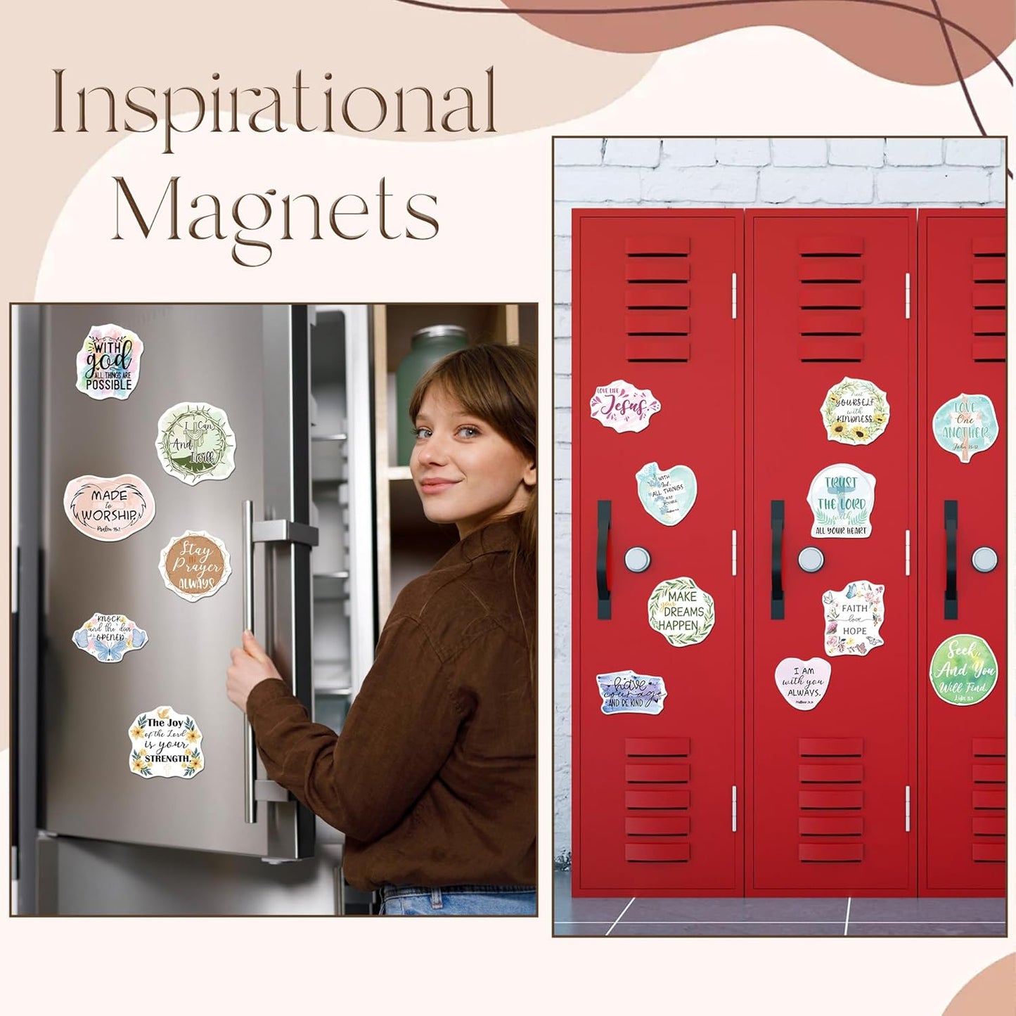 24 Pcs Christian Locker & Fridge Magnets with Bible Verses