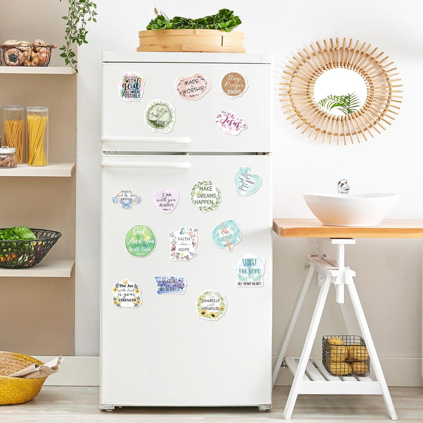 24 Pcs Christian Locker & Fridge Magnets with Bible Verses