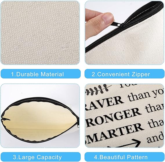 Saintrygo 10 Pcs Inspirational Canvas Makeup Bag Gift Set