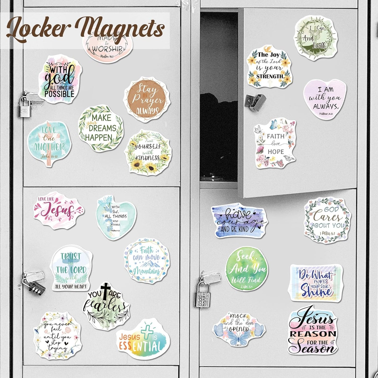 24 Pcs Christian Locker & Fridge Magnets with Bible Verses
