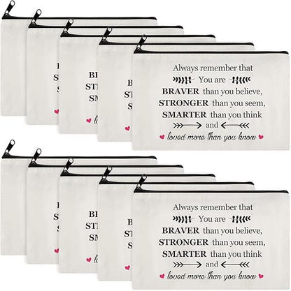 Saintrygo 10 Pcs Inspirational Canvas Makeup Bag Gift Set