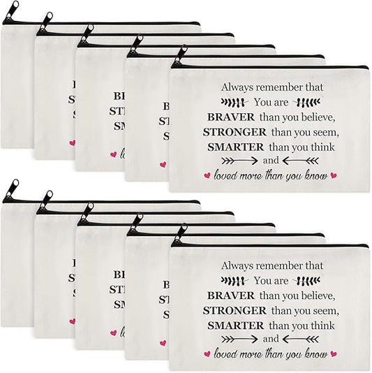 Saintrygo 10 Pcs Inspirational Canvas Makeup Bag Gift Set