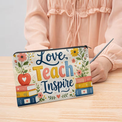 Large Linen Pencil Case & Makeup Bag | Foldable Zipper Organizer