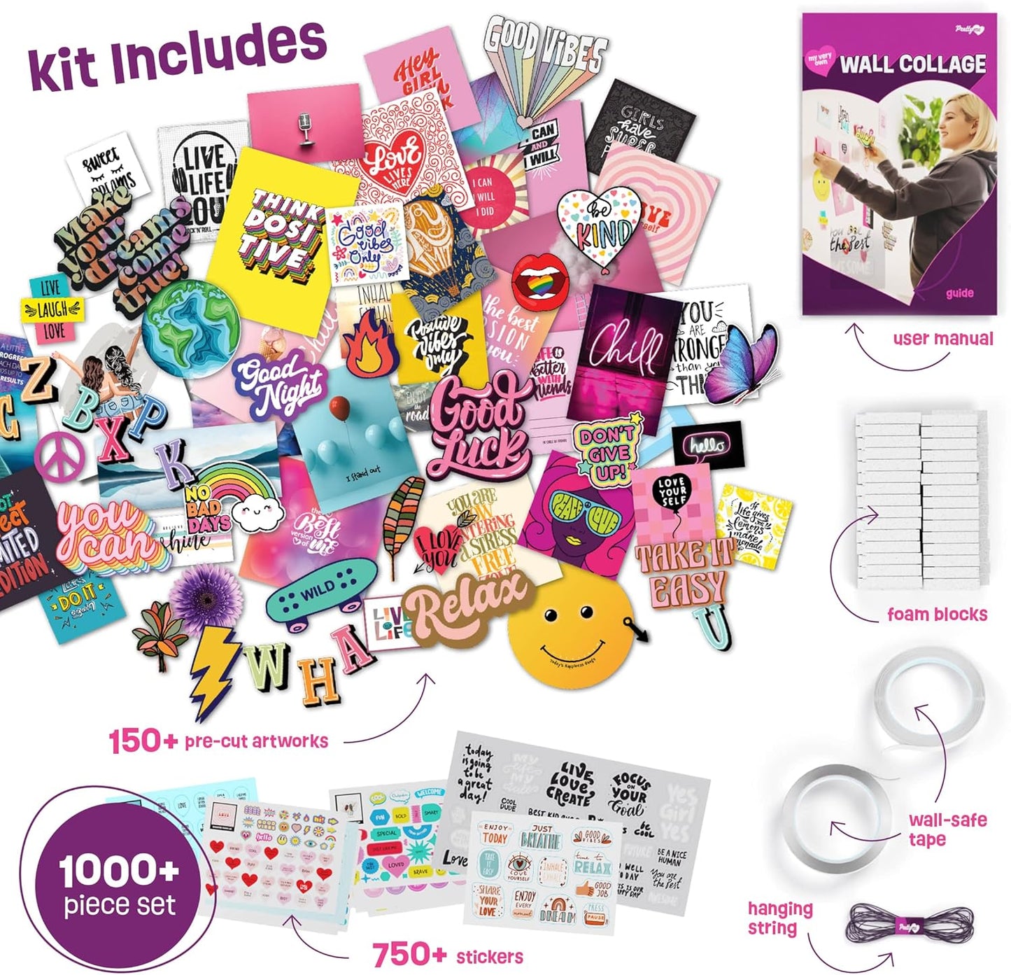Pretty Me DIY Wall Collage Kit – 1000+ Piece Teen Girl Room Decor & Craft Gift Set