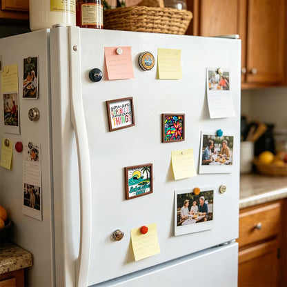 Wooden Fridge Magnet with Positive Affirmation Quotes | Square Frame