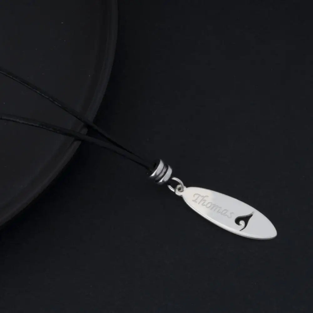 Personalized Surfboard Necklace – Custom Stainless Steel Jewelry Gift for Surfers